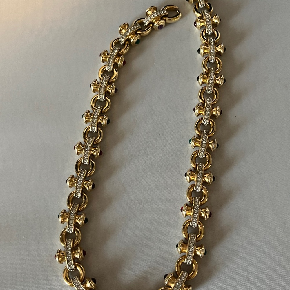 Luxurious Gold and Multicolor Gemstone Necklace - Picture 12 of 14